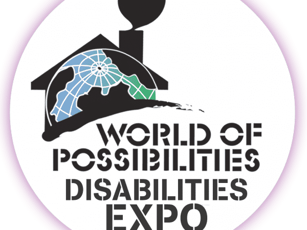 World of Possibilities Disabilities Expo Logo with a house made out of a globe and a heart coming from the chimney