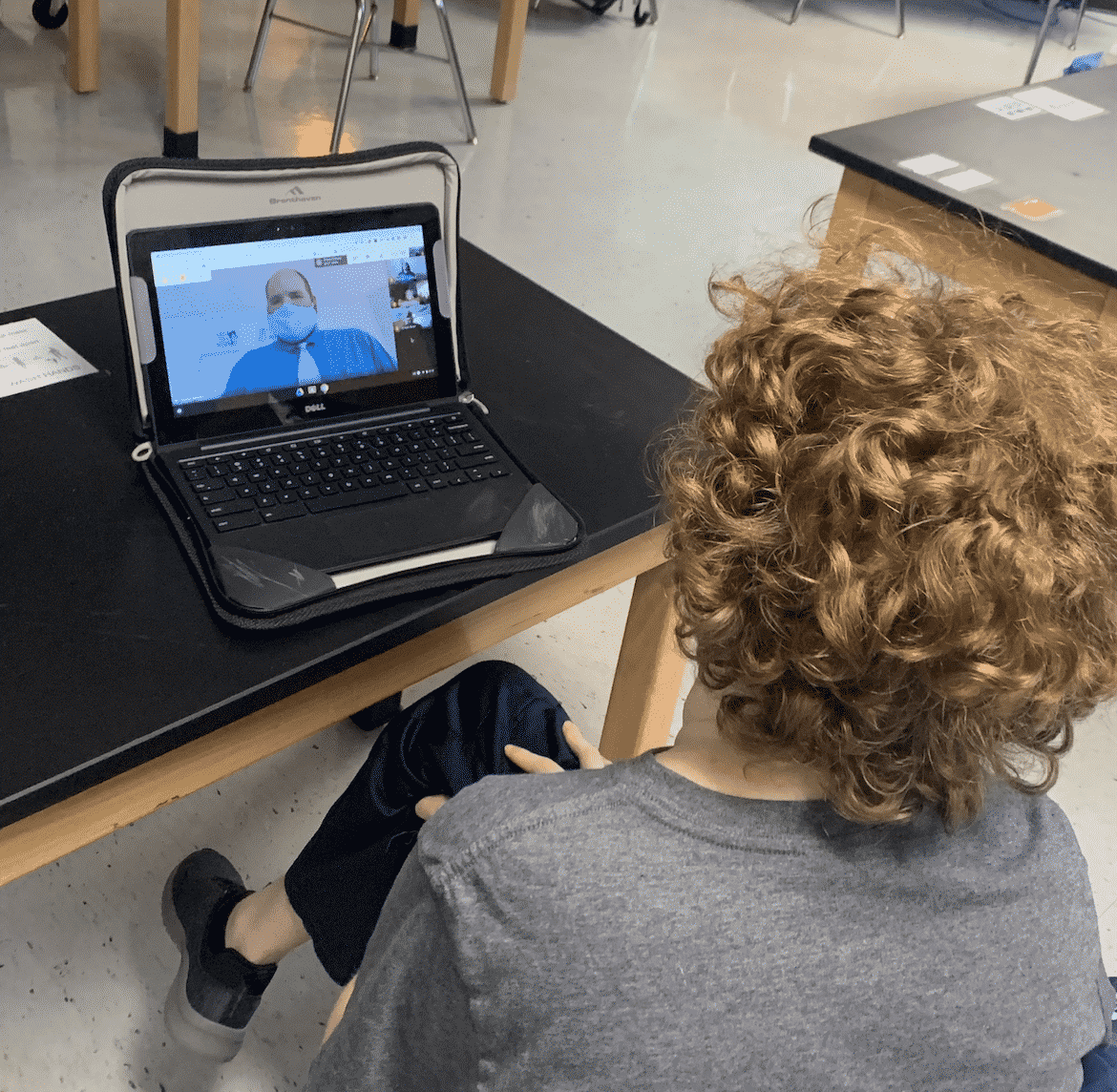 Student viewing a teacher remotely
